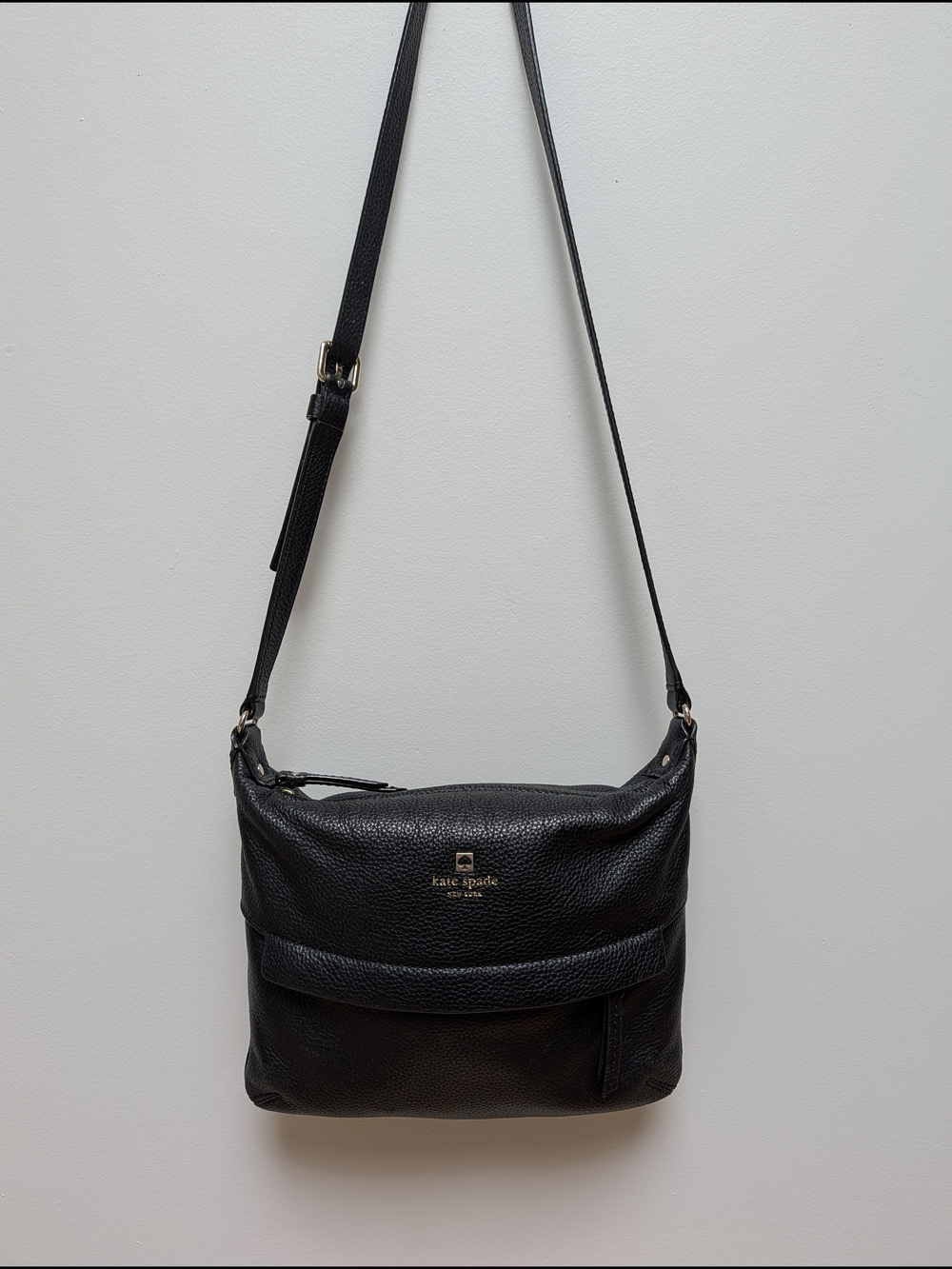 Kate Spade New York Black Pebbled Leather Crossbody Shoulder Bag